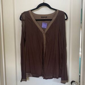 Pure Sugar Brown Sheer Long Sleeve Top